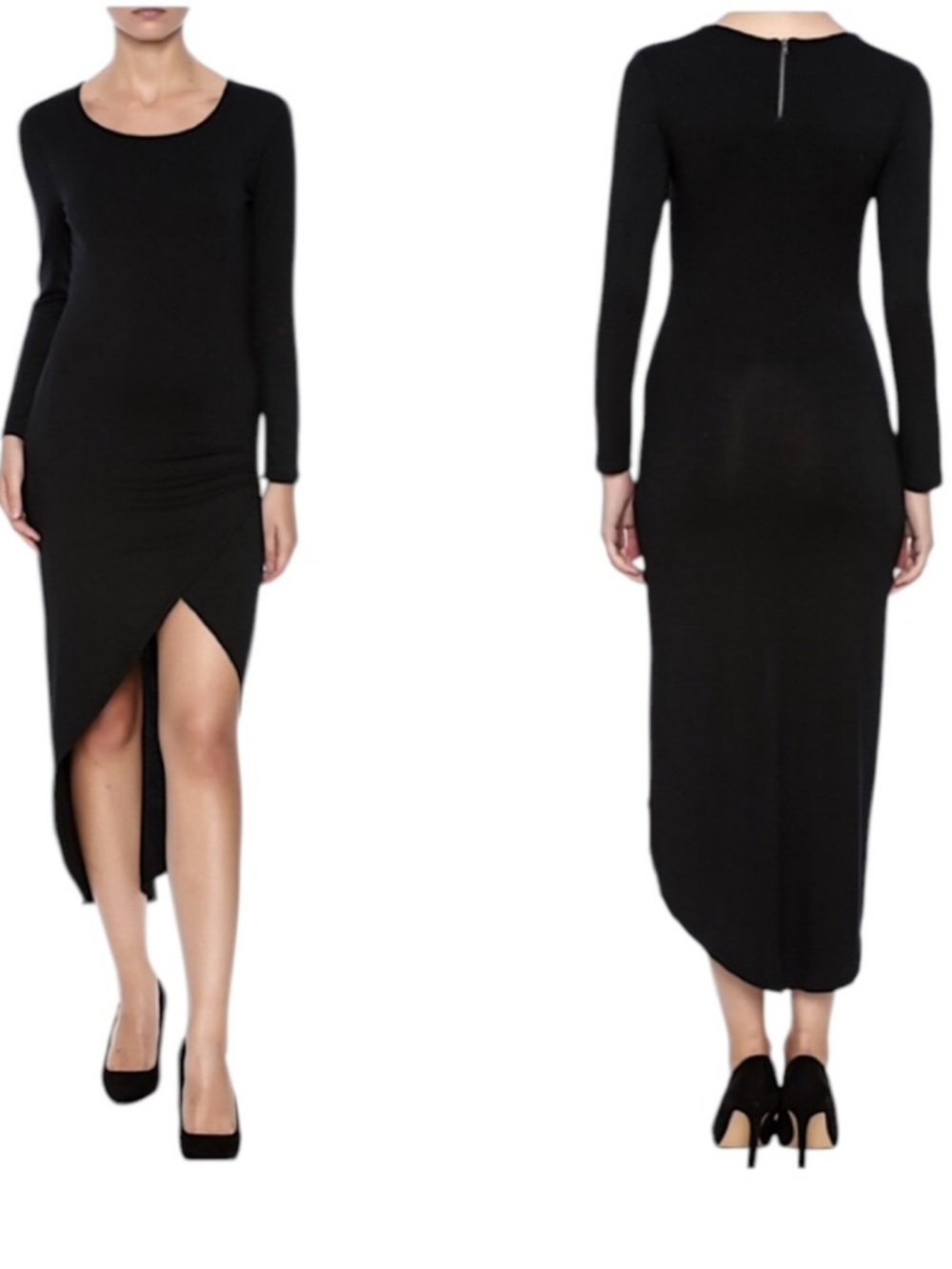 Benjamin Jay Long Sleeve Black Jersey Dress